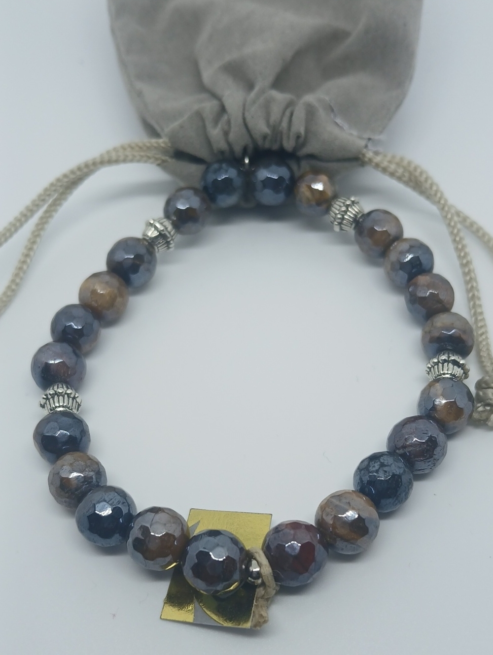 "Surprise Me" Faceted Multi-Color Tigers Eye With Silver Bali Beads Bracelet